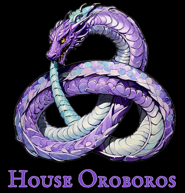 a purple triskele oroboros dragon